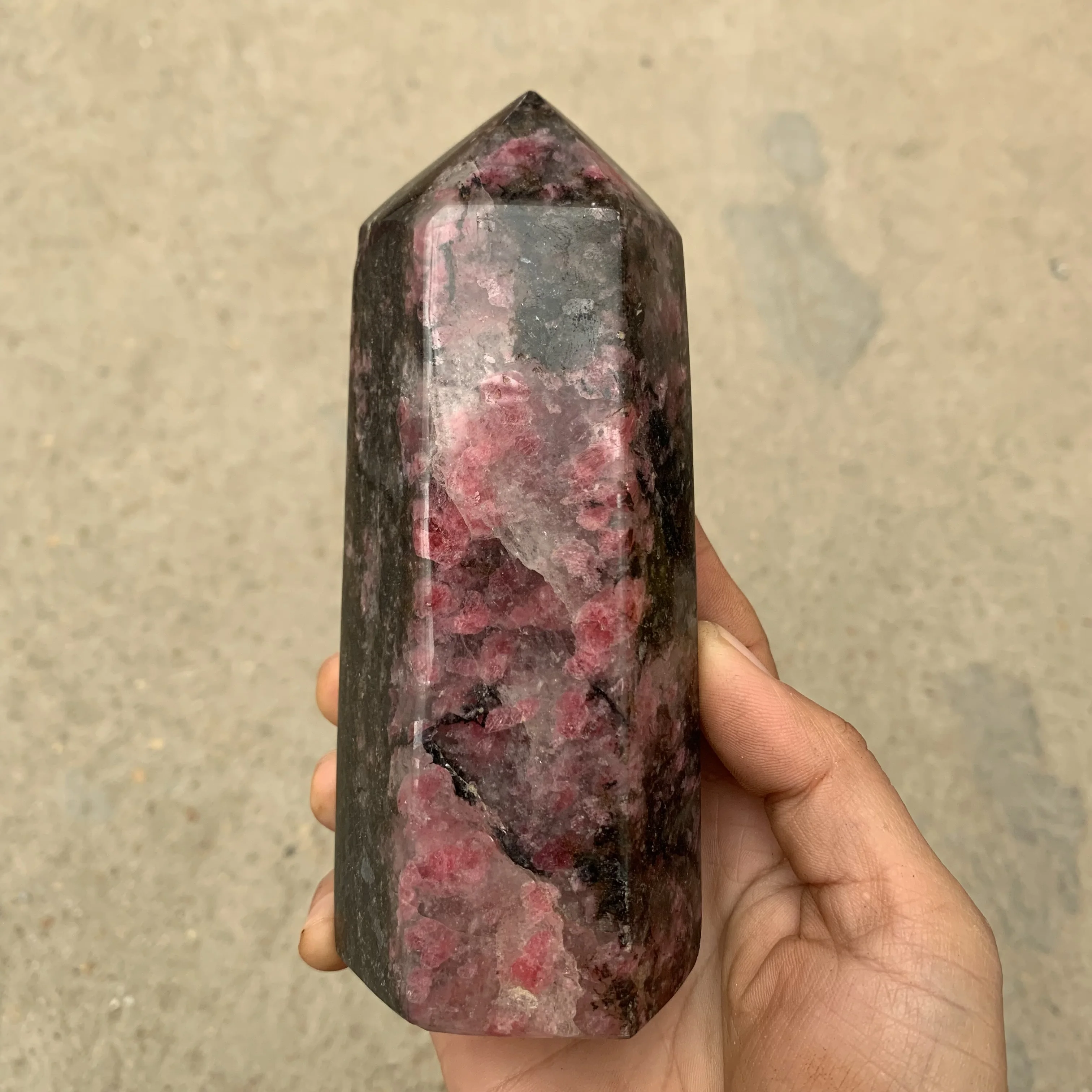 500~600g Rhodonite Crystal Tower Natural Healing Crystal Point Obelisk for Reiki Healing