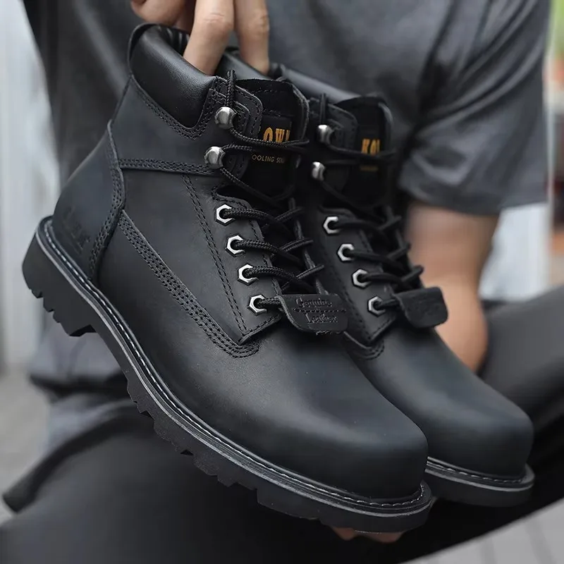 KOWM Outdoor Men Hiking Shoes Waterproof Tactical Shoes Leather Ankle Women Trekking Shoes Hunting Boots Desert Camping Sneakers