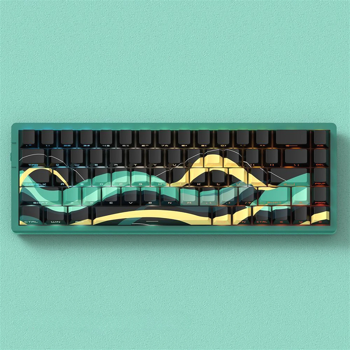 

Flowing Cherry Keycap Set PBT Side Engraved Transparent Personalized Keycap Suitable for 60/64/84/98/108 Mechanical Keyboard