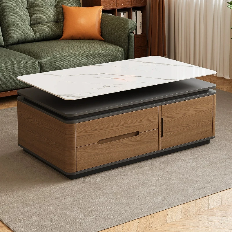 LMM living room home light luxury high-end table solid wood rock board coffee table