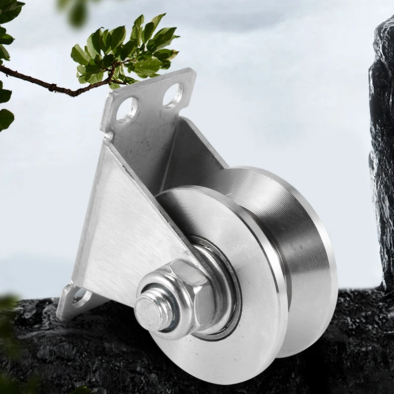 [B17B!】 1-Pack V-Type Stainless Steel Pulley Block Mute Bearings Groove Sliding Roller Track Wheel