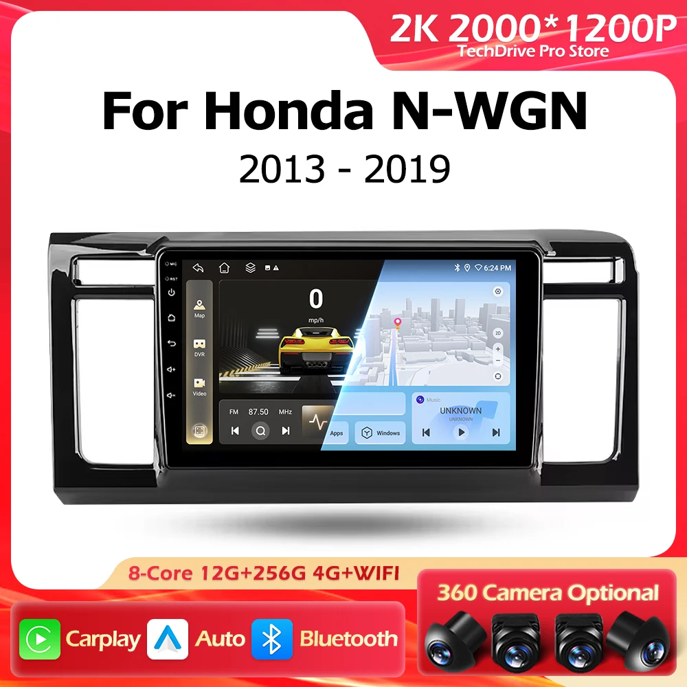 Android 15 для Honda N-WGN 2013-2019 беспроводной CarPlay интеллектуальный мультимедийный сенсорный экран GPS-навигация авто Bluetooth WIFI