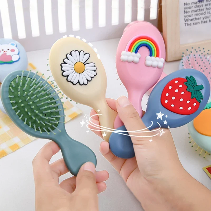 Mini Portable Small Massage Untangling Hairbrush Cute Cartoon Air Cushion Anti-screw Hair Brush Comb for Girls Things Care Tools