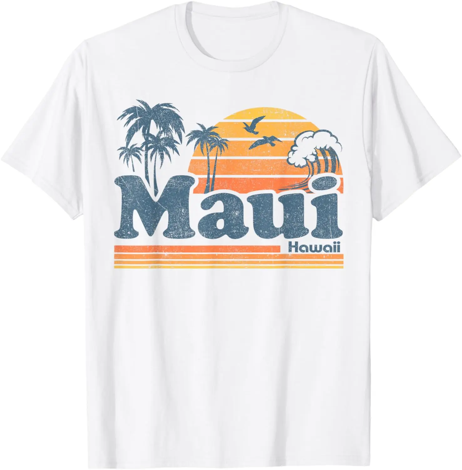 

Винтажная гавайская футболка Maui Hawaii для серфинга на пляже и серфинга в стиле ретро 70-х годов