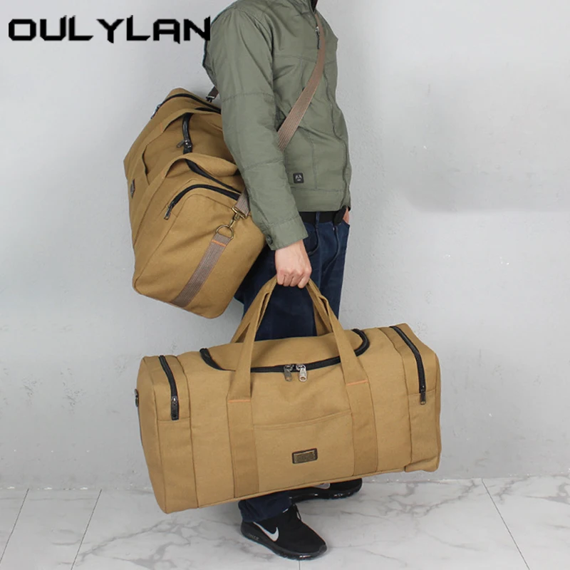 

Oulylan Large Capacity Canvas Travel Bag Universal Lightweight Foldable Handbag Outdoor Camping Two Size Luggage Bag