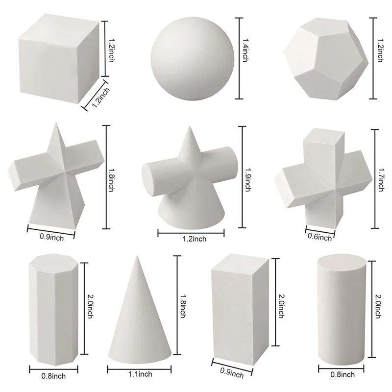 A91P 10Pcs 3D Geometry Sketch Drawing Model Gypsum Geometry Mold Sketch Mold For Shadow Drawing 2Inch Mini Mold