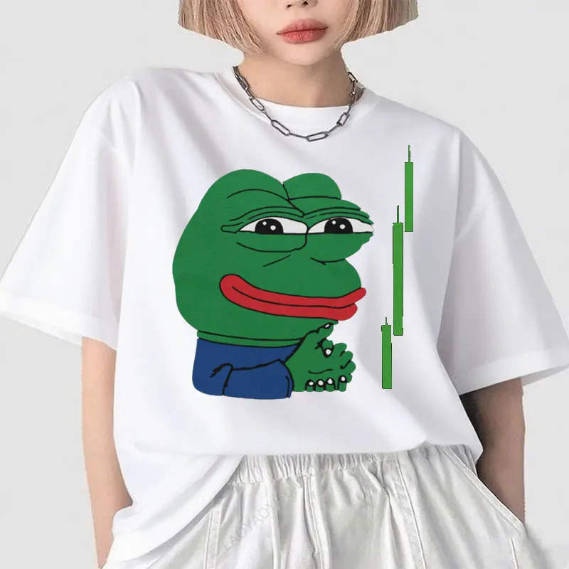 Pepe Frog Crypto Hodl Long Frog Meme Pepe camiseta/100 algodón Premium Pepe The Frog Blush divertida camiseta clásica novedosa