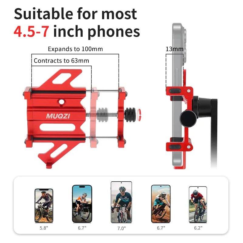 MUQZI Bike Phone Holder Universal Headset Stem Top Cap Smartphone Mount Holder 360° Rotatable for 4.5-7.0\