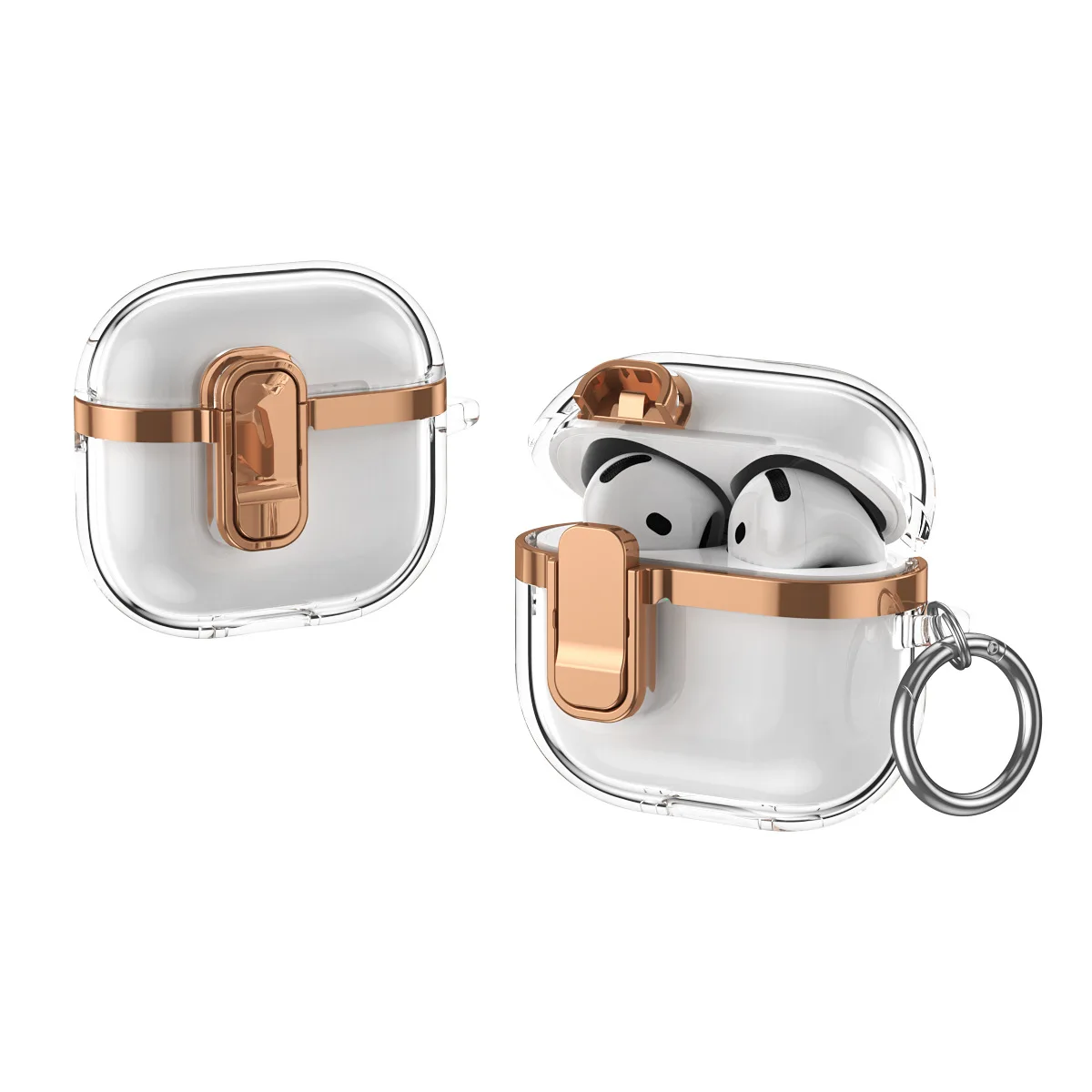 

For Airpods1/2/3/4Headphone Crystalline Transparent Protective Shell For AirPods Pro/Pro2 Earphone Transparent Casewith keychain