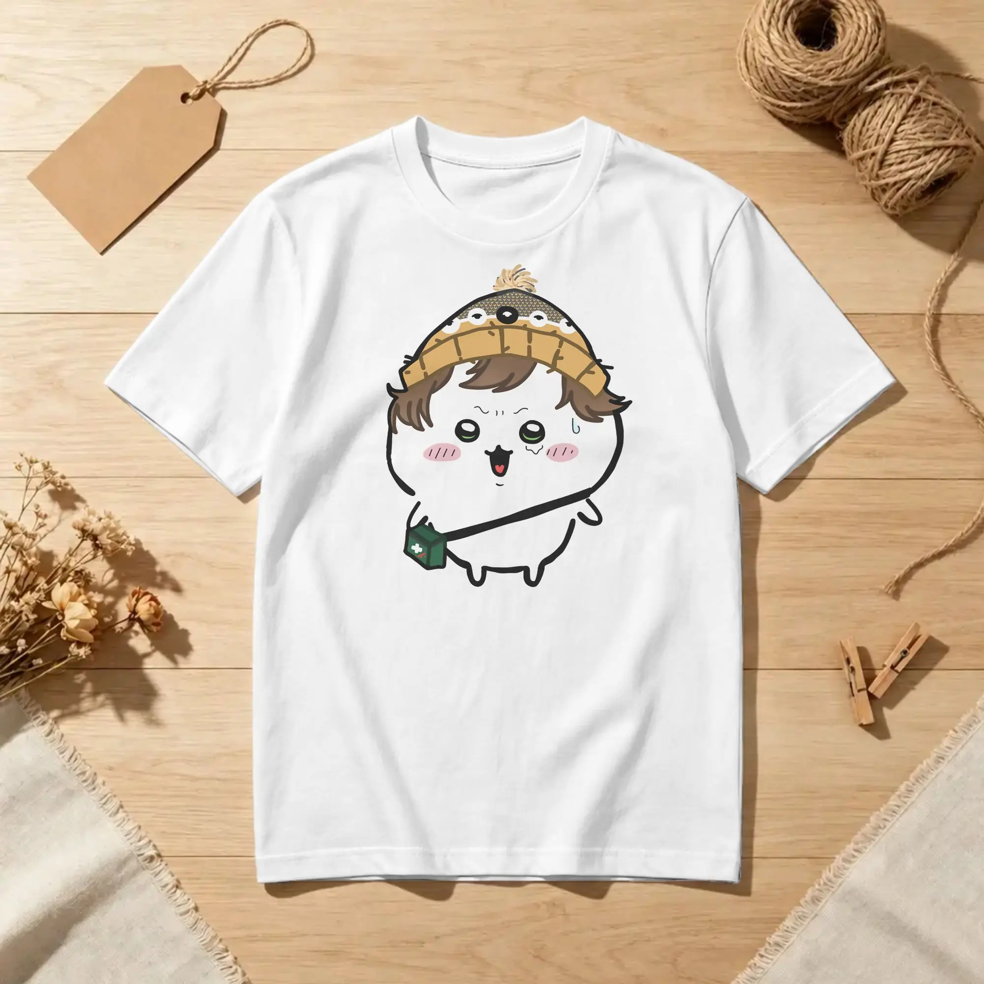Chiikawaii Bryan Chibi Medical Courier T Shirts Men Women's Pure Cotton T-Shirt Round Neck Tees Short Sleeve Clothes Gift Idea