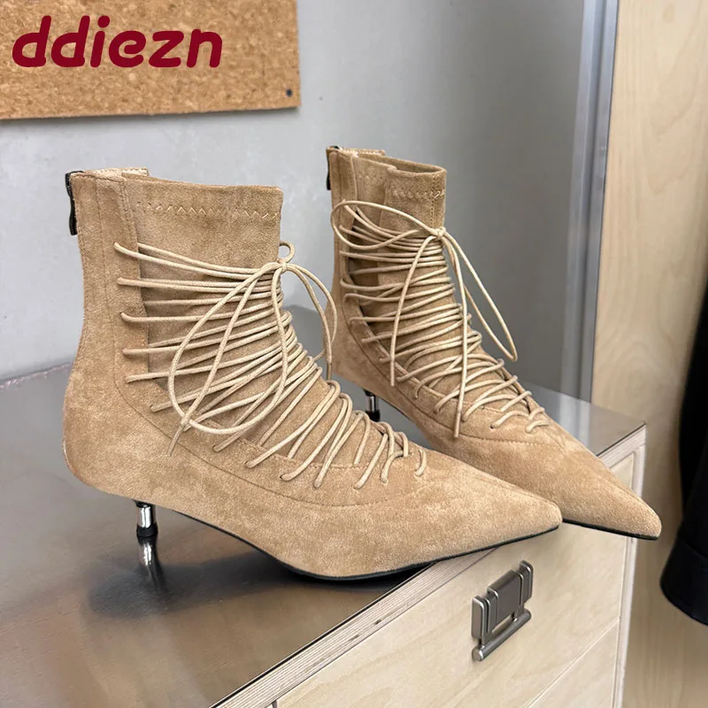 

Модные вечерние женские ботильоны с острым носком, современные ботинки, обувь на низком каблуке, женские короткие ботинки на шнуровке, женские туфли-лодочки