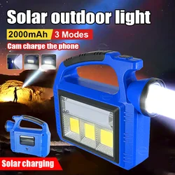 High Power Solar+USB Rechargeable Flashlight Strong Light Outdoor Long Range Searchlight Super Bright Portable Flood Light Torch