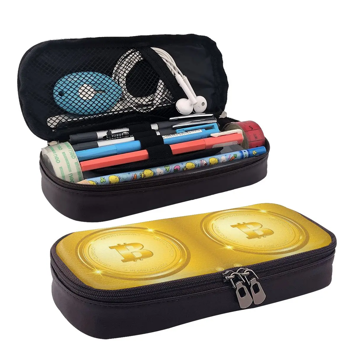 

Крипто-монеты альткойн блокчейн логотип биткойн Ethereum кожаный пенал для мальчиков и девочек школьная коробка для ручек пенал канцелярские принадлежности