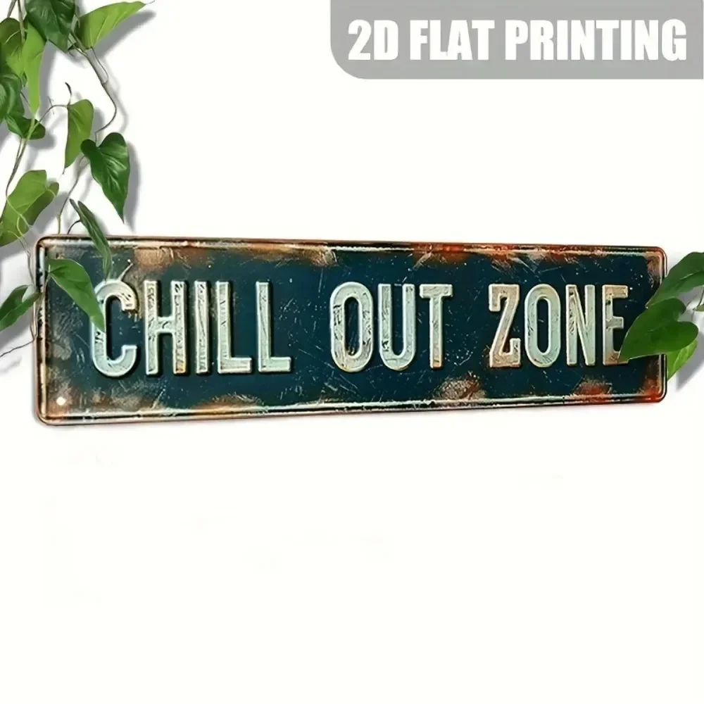 CIFBUY Vintage Chill Out Zone Aluminum Wall Art 8x8 Inch Waterproof Rustproof Metal Decor for Home Patio Porch Garden