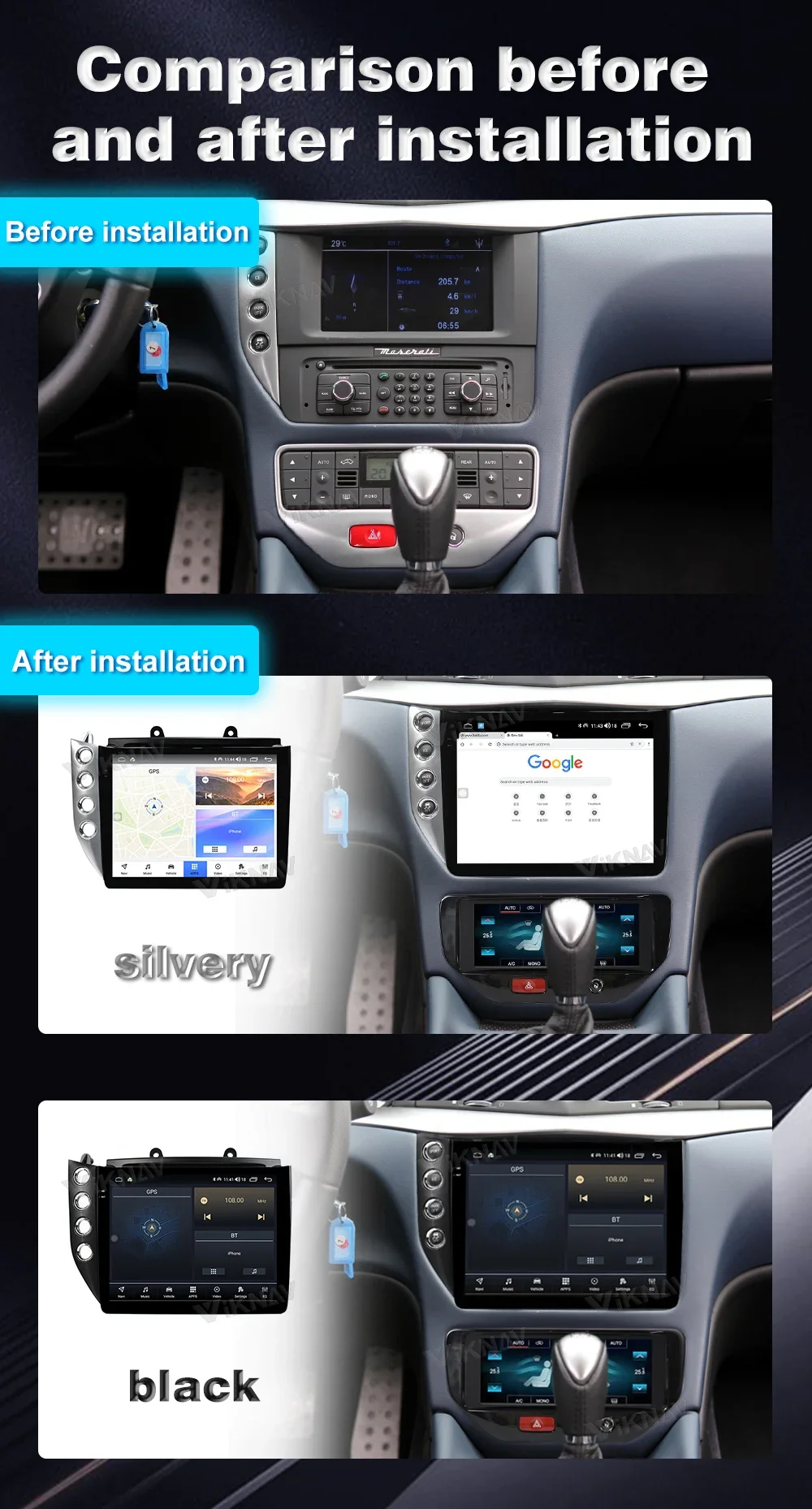 Android 12 Car Radio For 2007-2017 Maserati GranTurismo GT AC Panel GPS Navugation Auto Stereo Multimedia Player Touch Screen