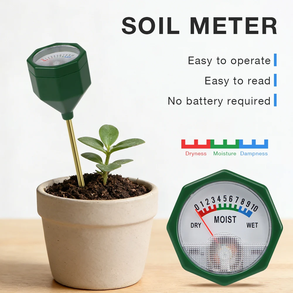 New 2 in 1 Soil PH Moisture Meter PH Tester No Battery Required Plant Measuring Instrument for Flower Plants Garden
