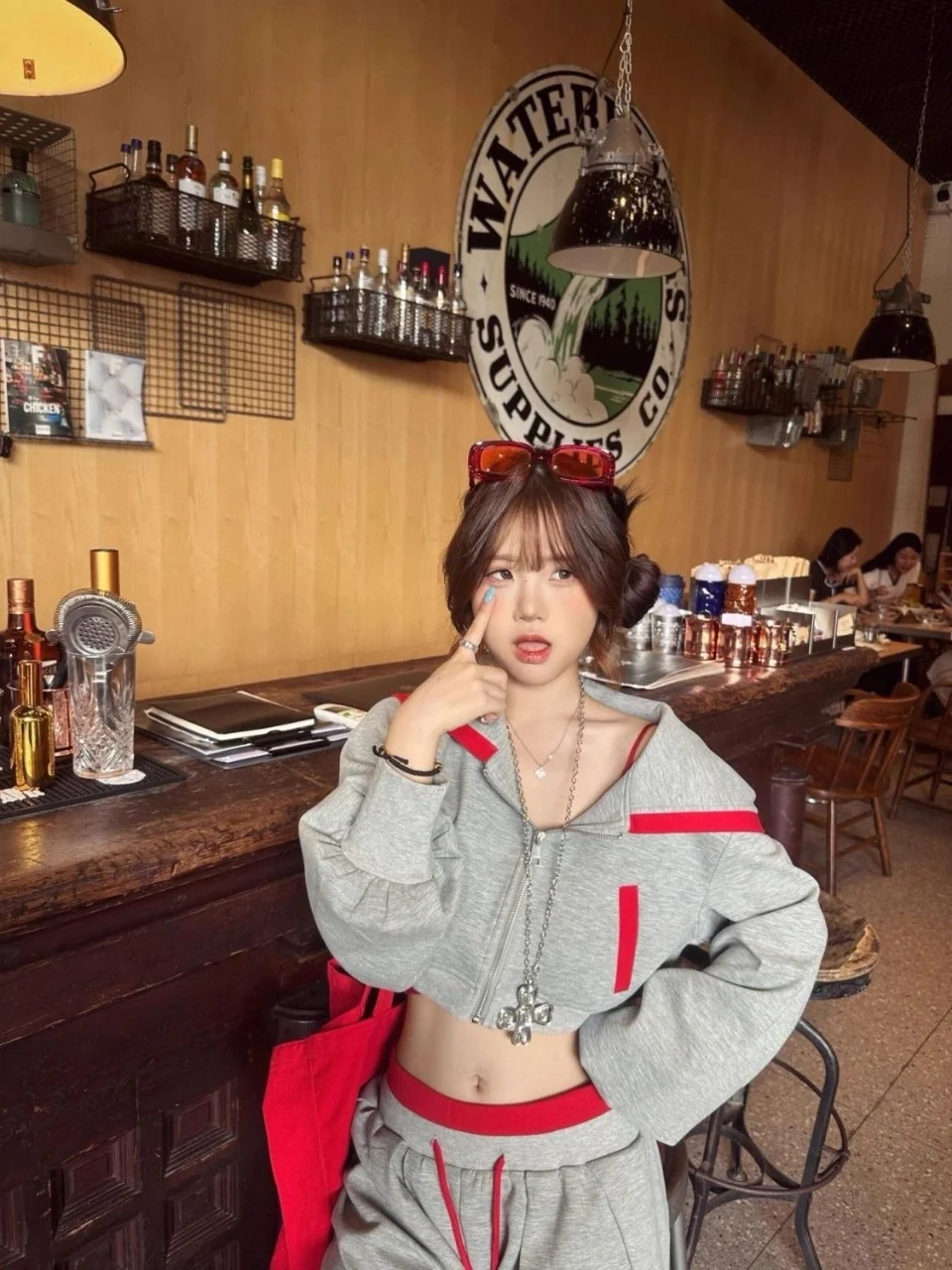 Fille épicée rétro américaine contrastant sweat à capuche ensemble automne casual sport femmes pantalons top deux pièces ensemble Y2K emo