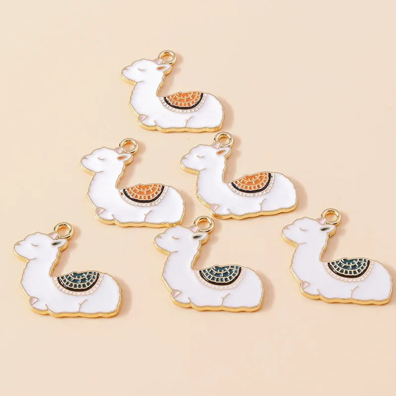 Leslie 20pcs Cute Enamel Alpaca Pendant Charms for Jewelry Making Necklace Earrings Handmade Bracelet DIY Accessories Findings