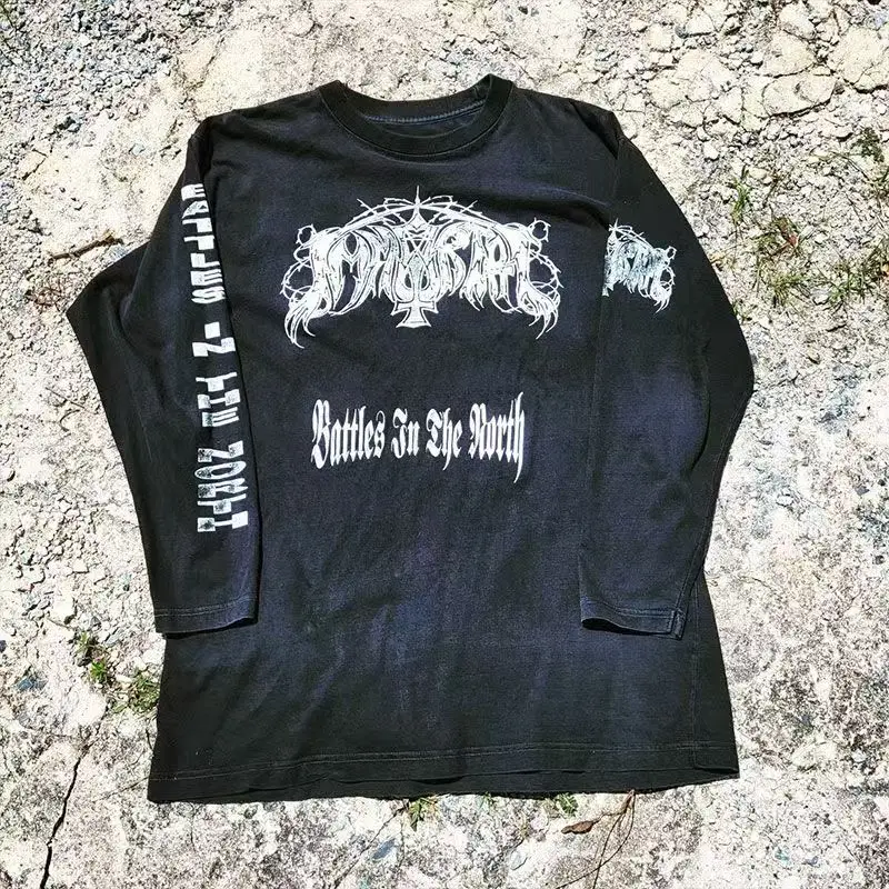 

Vintage Harajuku Oversized Long Sleeve Tee Tops Streetwear Tshirt Unisex Top Tee ropa hombre Y2k Graphic Men Hip Hop T-shirts