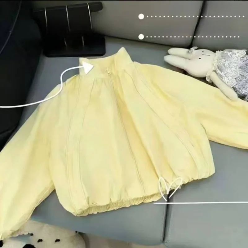 Frühherbst Kinder Mädchen Windbreaker Mäntel UNITIM 2-12 Jahre Kinder Mädchen Reißverschluss-Jacken Einfarbige Lässige Teenager Mädchen Oberbekleidung Mäntel – Detail 6