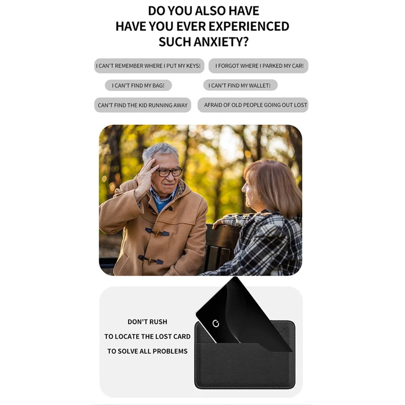 Ultra-Thin Wireless Wallet Tracker Card Anti-Loss Location Tracking Card GPS Locator Smart Tag for Find My-A22U