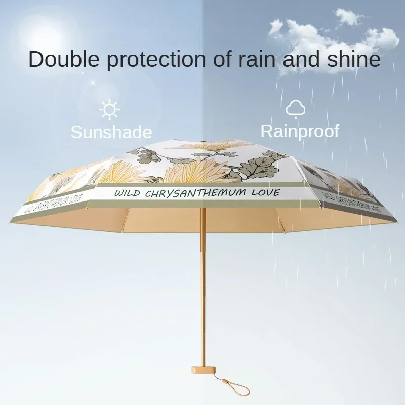 Mini Folding Flat Sunscreen Umbrellas for Women Pocket Uv Sunshine Sunny and Rainy Umbrella Small Parasol Portable Waterproof