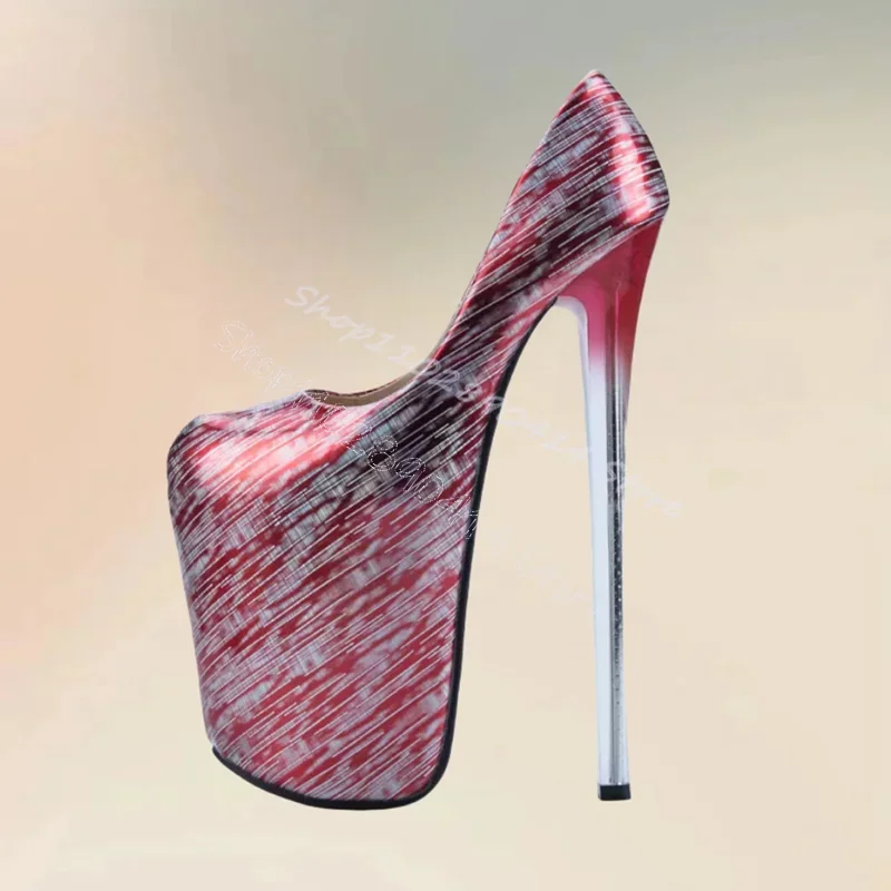 Rode Graffiti Print Ronde Neus Platform Pompen Slip Op Vrouwen Schoenen Stiletto Hoge Hakken Sexy Party Feest 2024 Zapatos Para Mujere