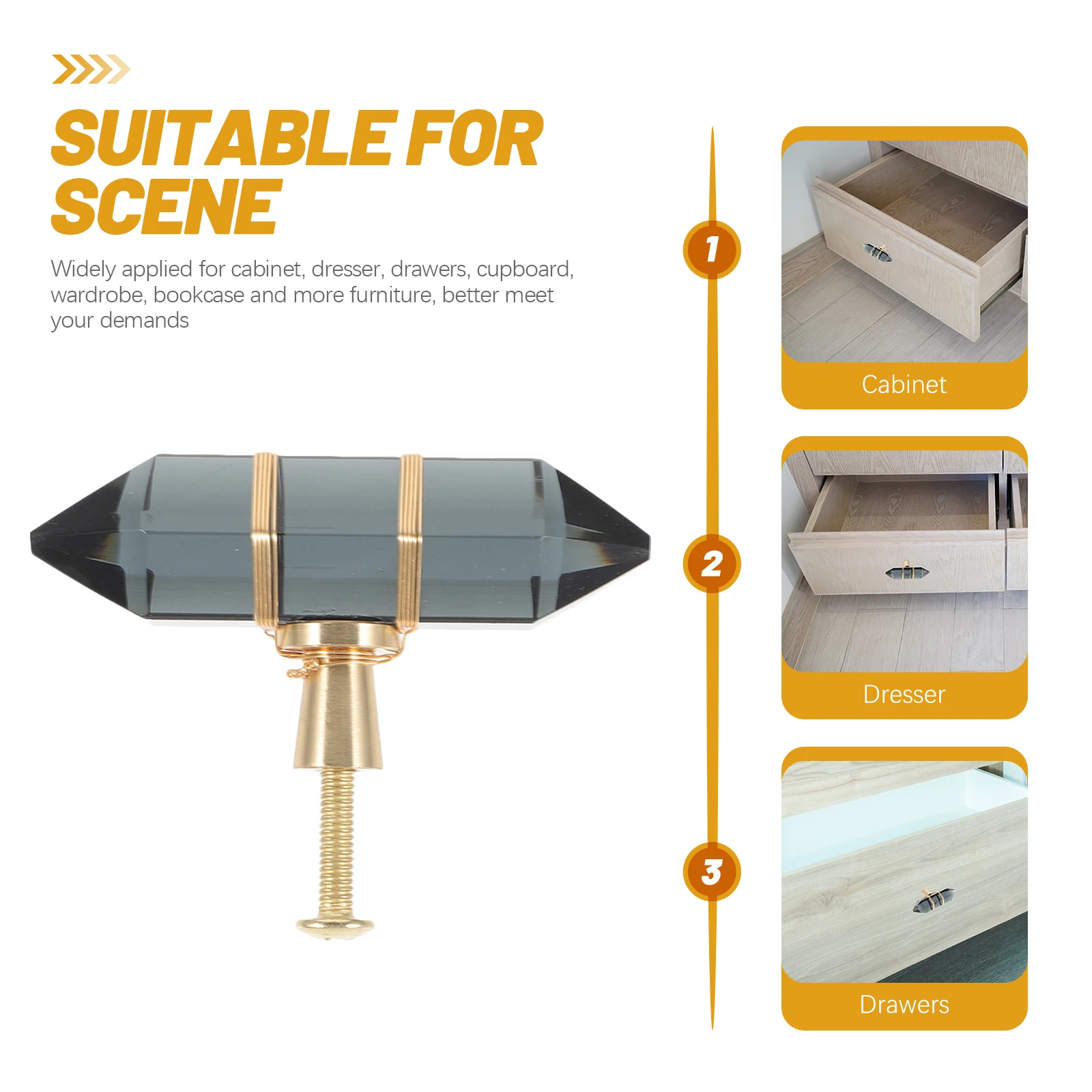 

2 pcs Hexagonal Crystal Brass Cabinet Knobs Drawer Pulls Handles For Dresser Wardrobe Cupboard Furniture Closet Door Durable