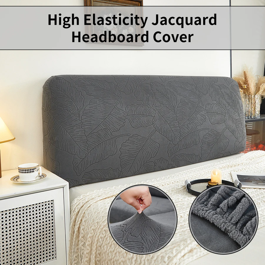 Funda para cabecera de jacquard con diseño de hojas botánicas: tela elástica para todas las estaciones, protector resistente a mascotas, lavable a máquina