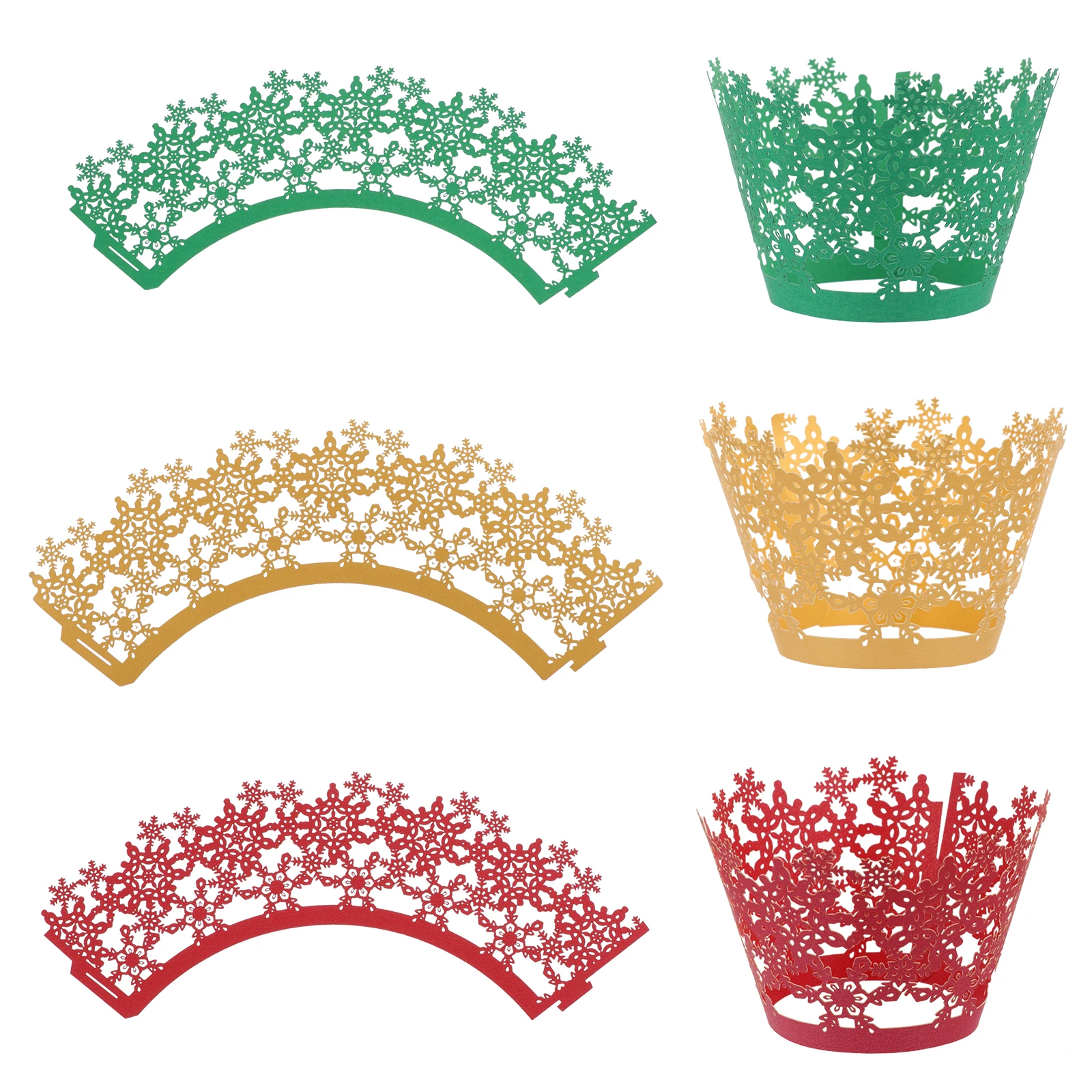 

36 Pcs Cake Border Hollow Out Wrappers Christmas Cupcake Muffin Paper Cups Wrapping Decorations For Baking Parties