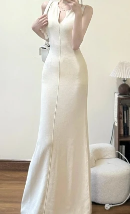 Sexy v neck Sleeveless Slim Knit Bodycon Dress Korean Fashion Chic  Party Vestidos Women Summer mermaid dresses