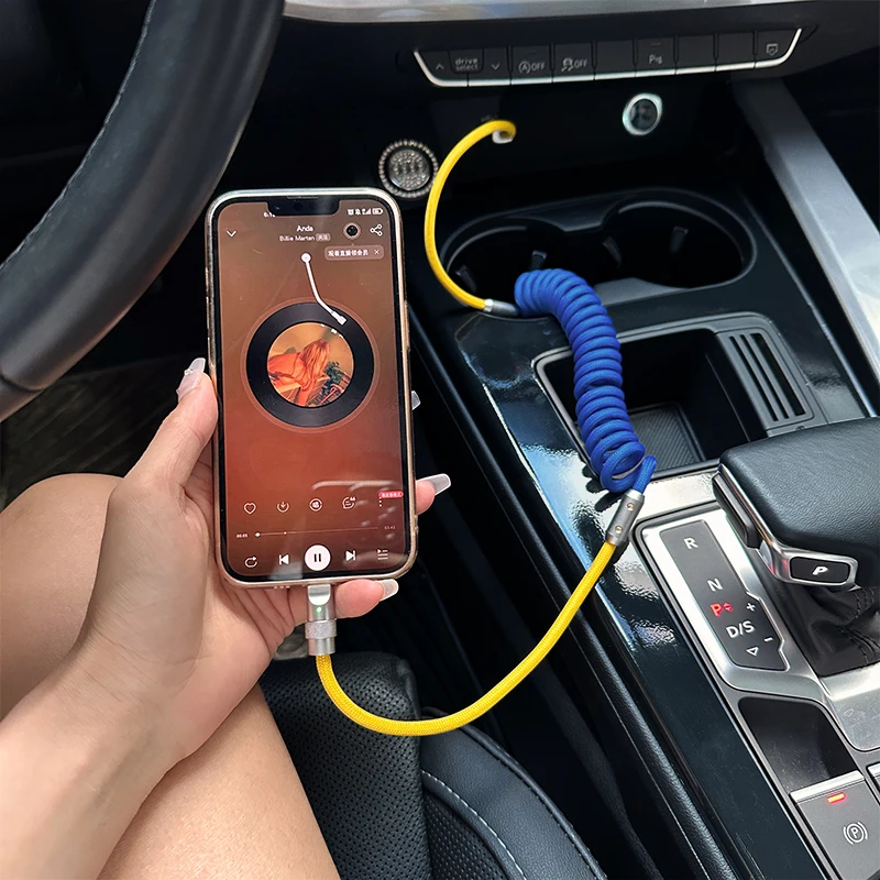 6A 100W USB C Car Fast Charging Cable For iPhone 15 Pro Max Samsung Oneplus Xiaomi USB A Type C To Type C Portable Telescopic Wi