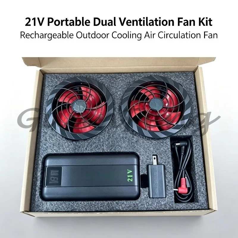 Cooling Air Conditioner Clothes Fan Kit, 21V Brushless Motor with 84000mAh Battery, Max Airflow, 12 Hours Runtime