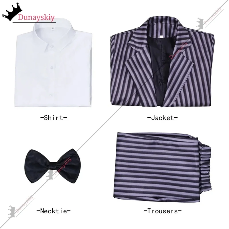 Gomez Addams คอสเพลย์เครื่องแต่งกายชุดวันพุธพ่อเครื่องแต่งกายชายผู้ใหญ่ลายสก๊อตกางเกงเสื้อชุด DIY ฮาโลวีนเสื้อผ้า