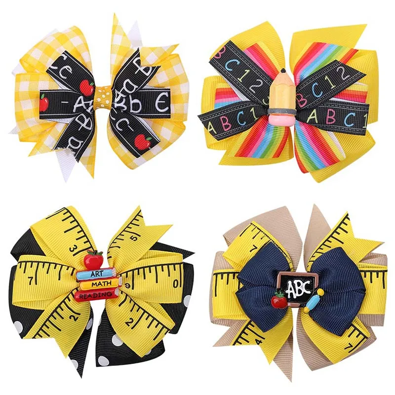 Oaoleer Fashion Back To School Hair Bows Clips For Baby Girls Cute Pencil Pen Hairpins Children Handmade Barrettes Kids Headwear