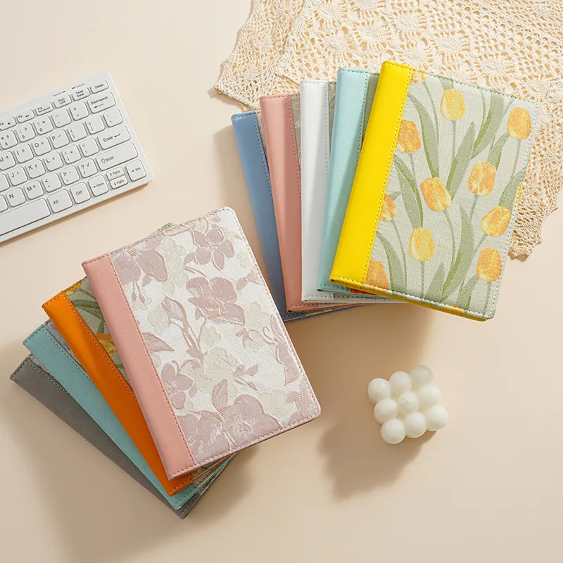 Hand Stitched Fabric A 5 Size Journal Friendly Thread Binding Retro Styles Notebook for Creative Writing and Note Taking