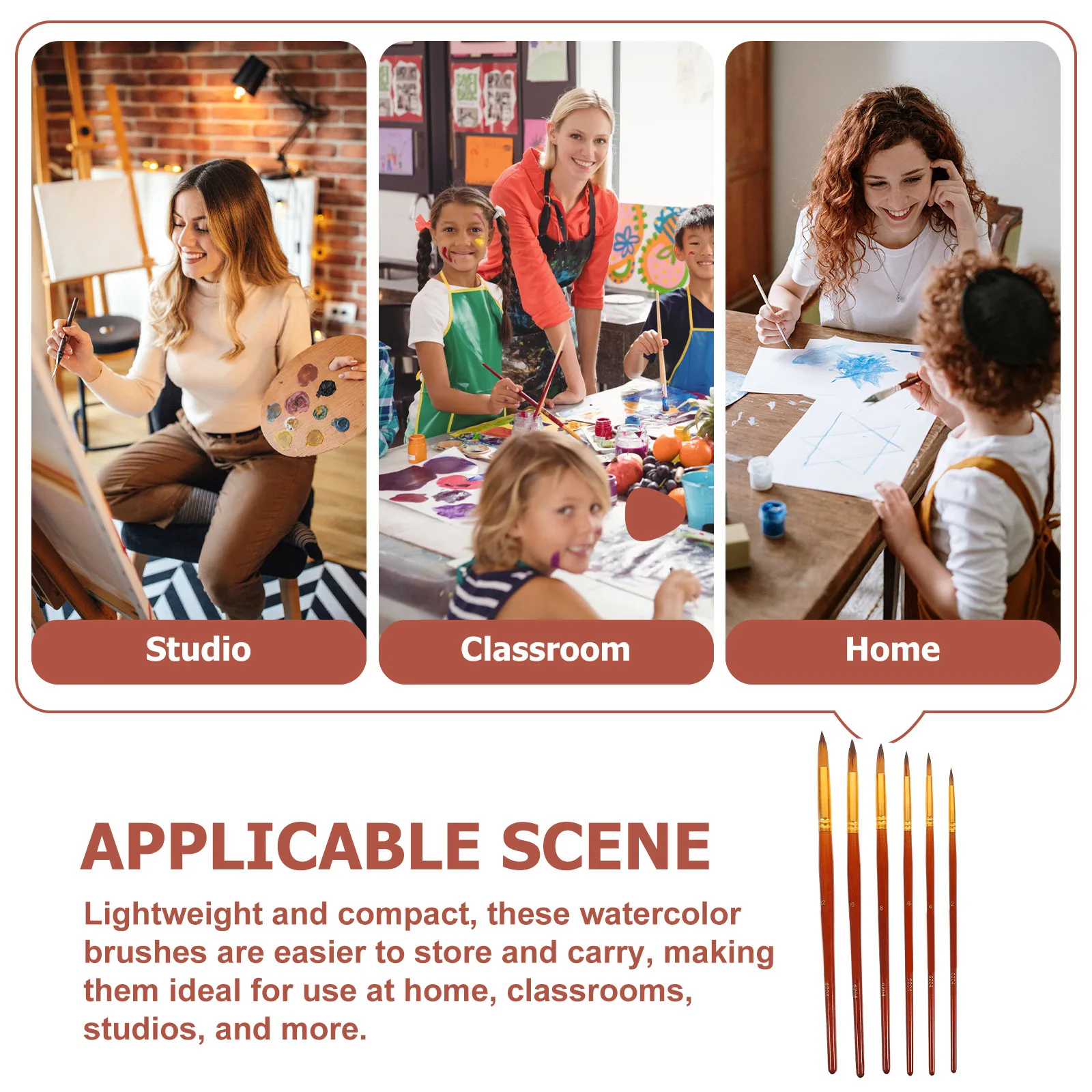

6 Pcs Painting Watercolor Brushes Fine Tips Paintbrush Set Colors Nylon Student