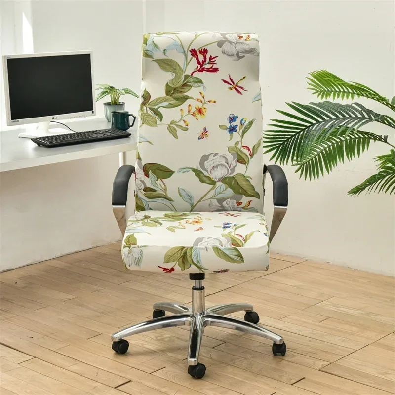 Floral Prints Elastic Office Chair Cover Geometry Stretch Computer Chairs Slipcovers Rotating Gaming Seat Covers Dust Protector