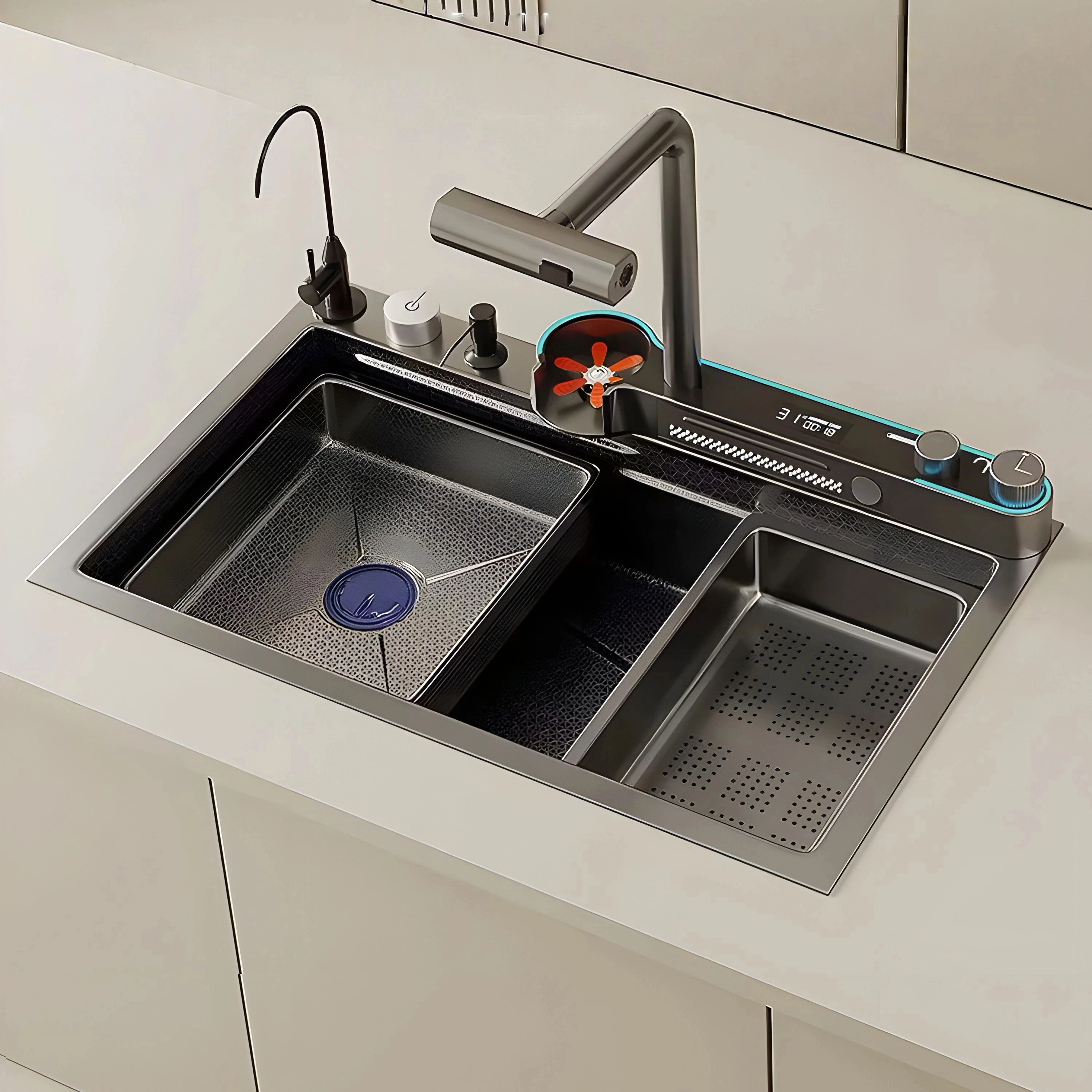 

Whale Flying Rain Waterfall Sink 304 Stainless Steel Kiten Emed Large Single Multi-function Vegetable Washing Basin