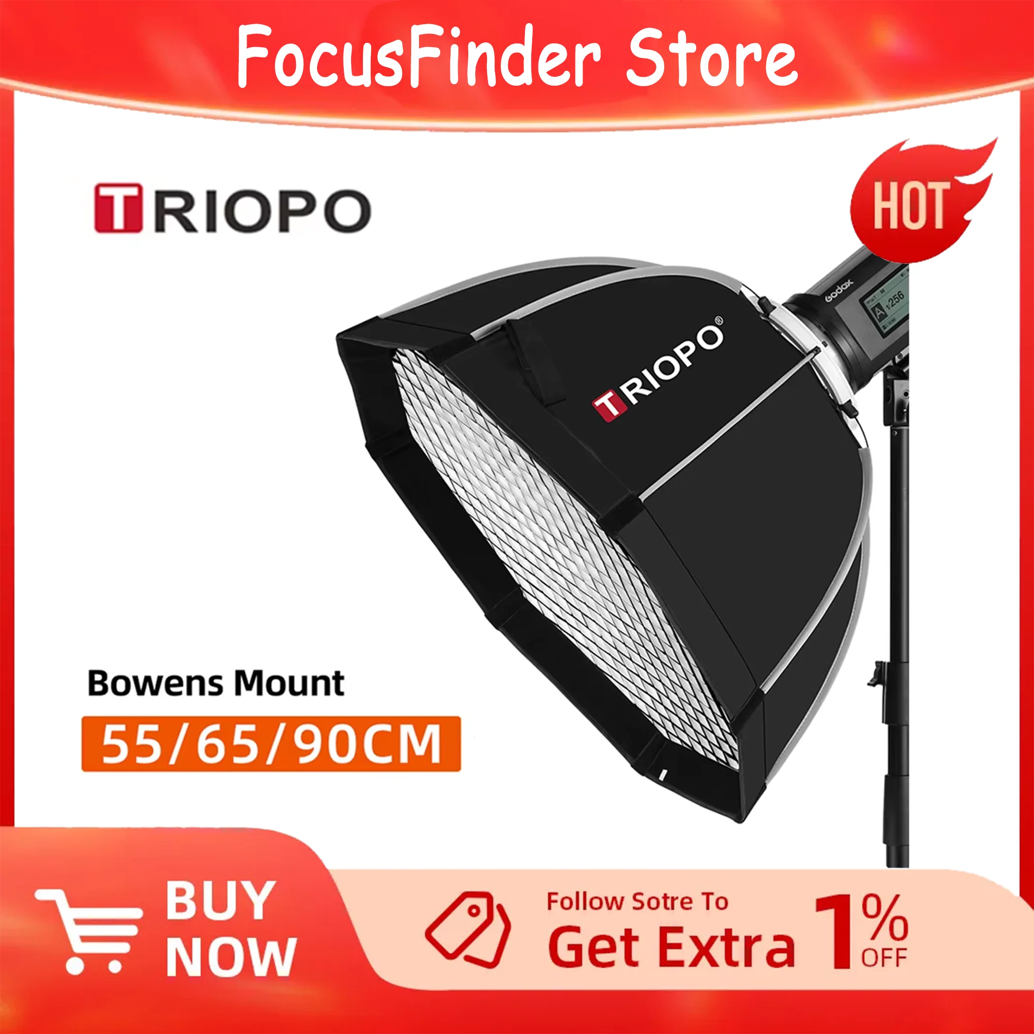 Triopo 55/65/90/120cm Photo Portabe Bowens Mount Octagon Umbrella Softbox + Honeycomb Grid Outdoor Soft Box for Flash