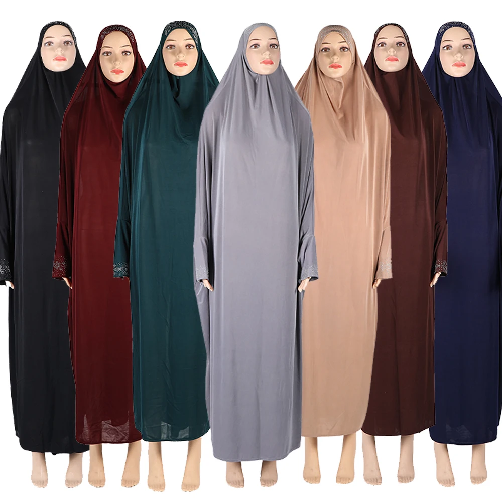 

Eid Ramadan Abayas One Piece Prayer Dress Abaya Hooded Kaftan Muslim Women Robe Islamic Dubai Turkey Modest Clothes Garment Gown