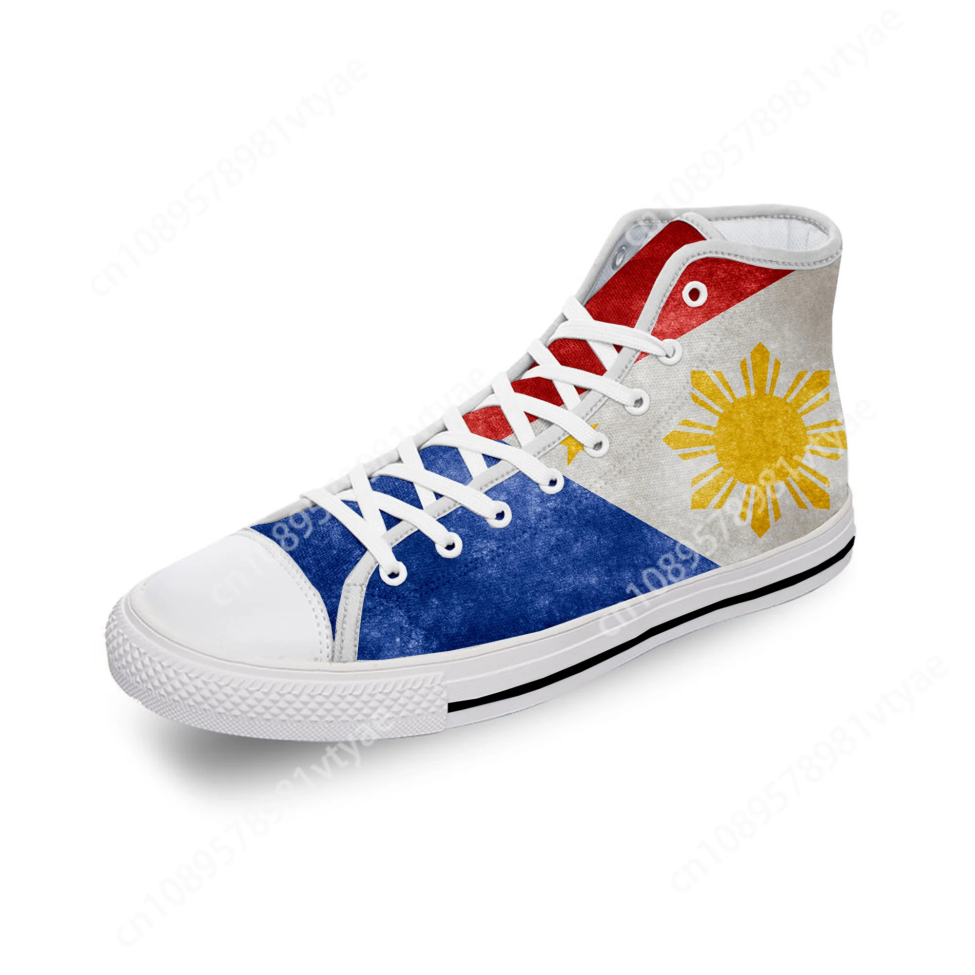 Philippines Flag Fashion Popular White Cloth Fashion 3D Print High Top Canvas Shoes Men Women Lightweight Breathable Sneakers