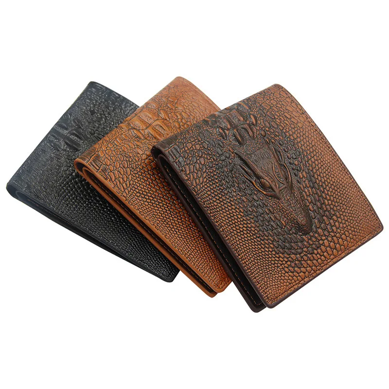 

PU Leather Wallets Fashion Clutch Hidden Pocket Wallet Crocodile Pattern Genuine Men's Wallet