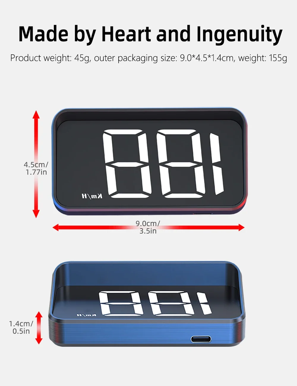 M2 Head-Up-Display Auto-GPS-Tachometer KMH HUD Universelles USB-Kabel Plug & Play GPS & Beidou Dual-Satellitensystem – Detail 6