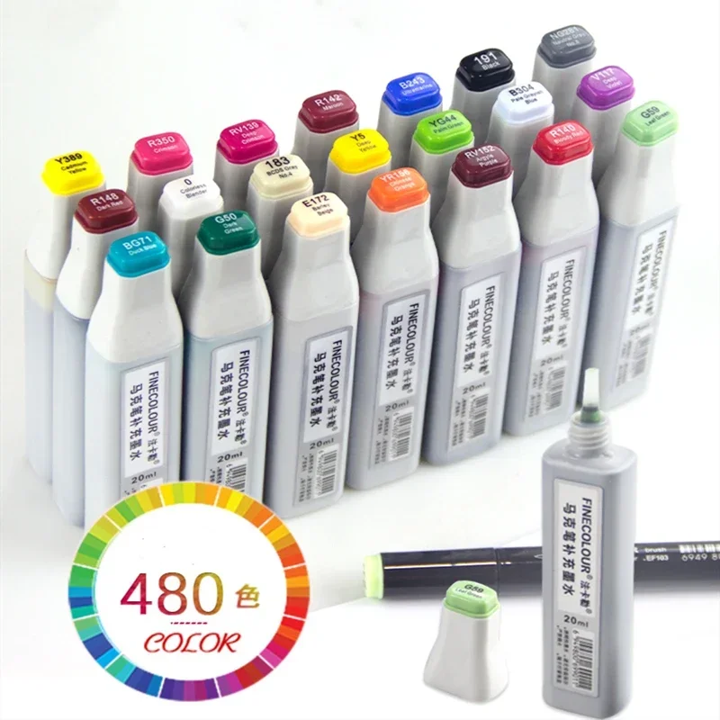 Marker Ink Alcohol-based Oily Marker with Refill Universal Pen Water Student Clothing Comic Design Special Marker Refill Ink