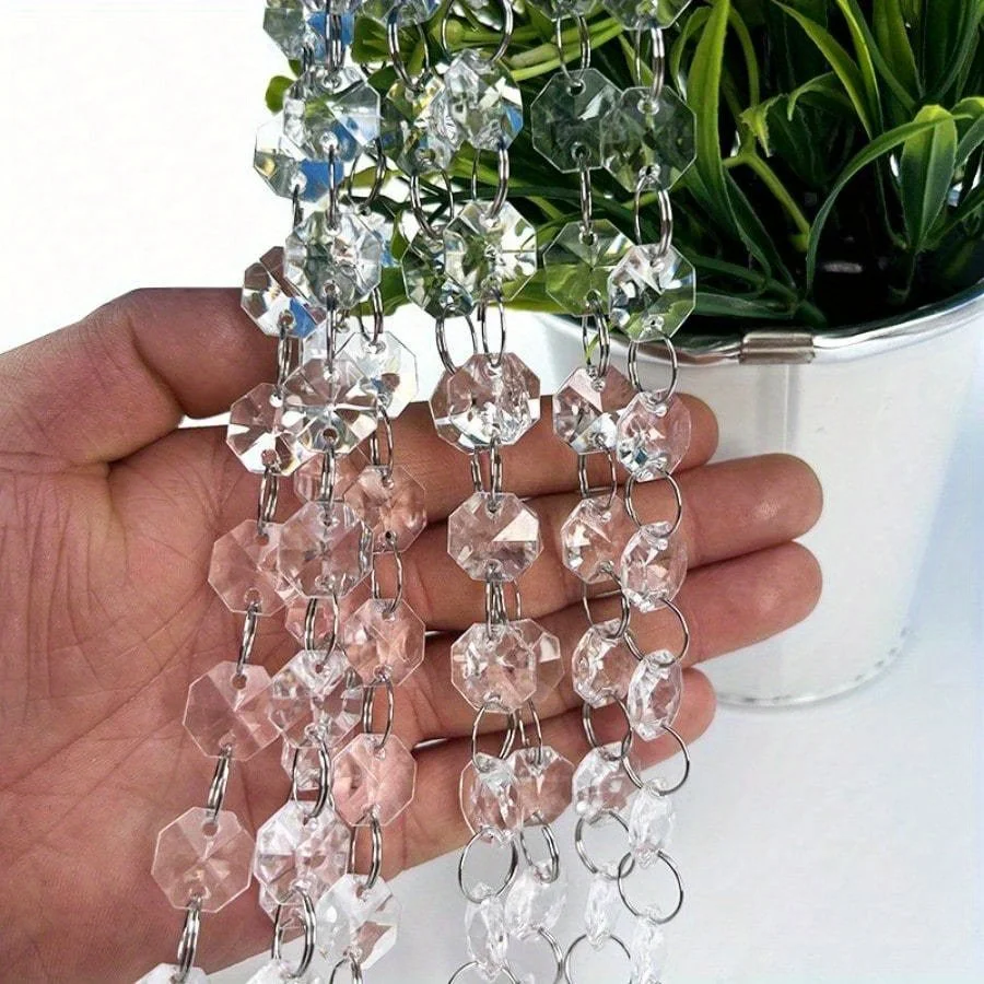 10Strips/20Strips /1m 14mm Plastic Crystal Wedding Party Decoration Supplies Acrylic Star Anise Bead Curtain Transparent Acrylic