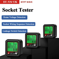 Tester per prese digitali rilevatore di prese di prova di tensione 30mA RCD Test Ground Zero Line controllo di fase di polarità EU US UK Socket Tester