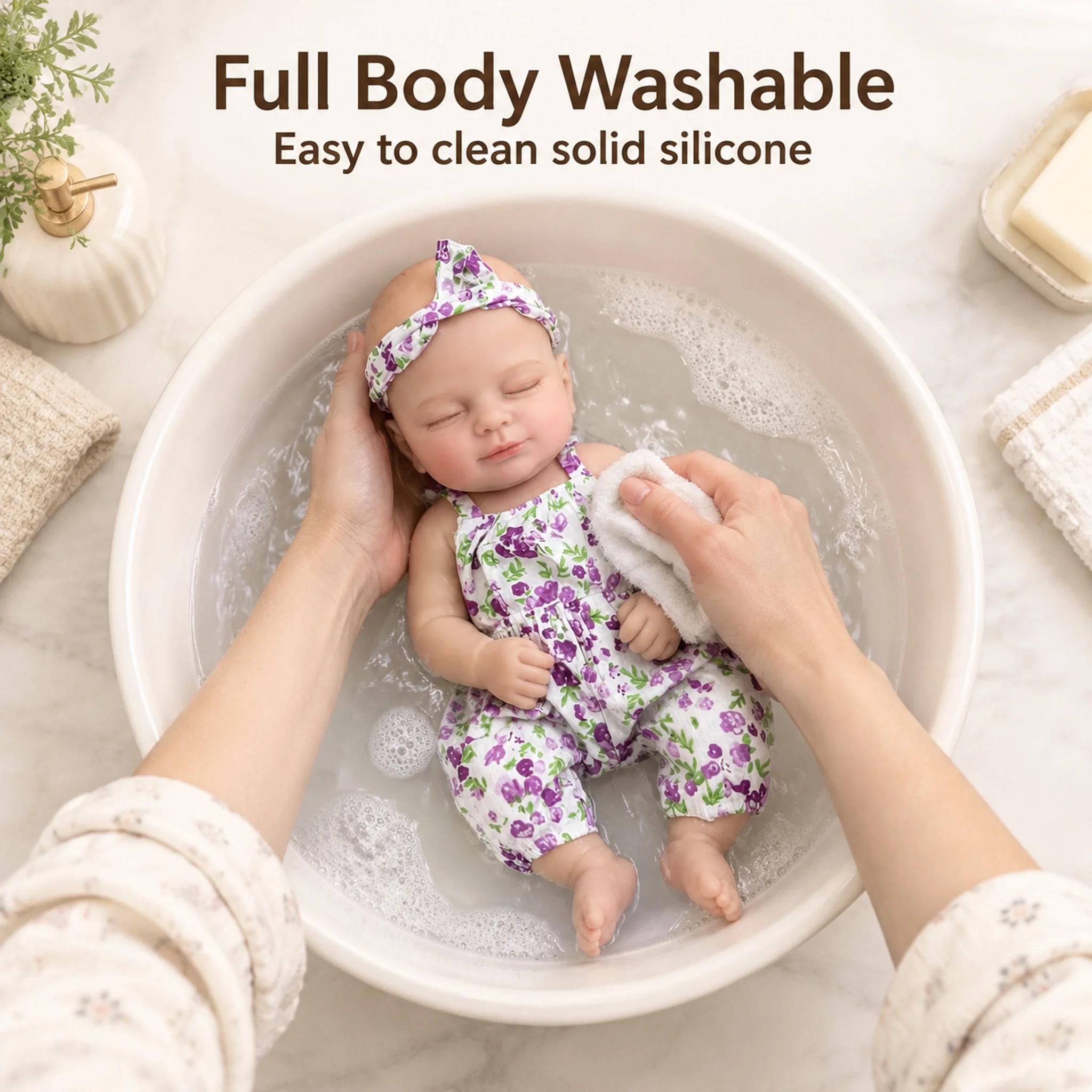 NPK 13inch Solid Silicone Smile Baby Doll in Silicone Version Elastic Strechable Mouth can Open Collectible Art Doll
