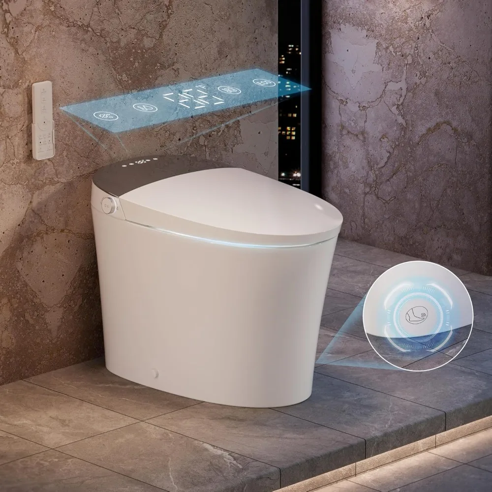 

Luxury Smart Toilet with Bidet in, Bidet Toilets with Tank, Auto Open Close, ADA Comfort Height, Foot Sensor, Heated Seat