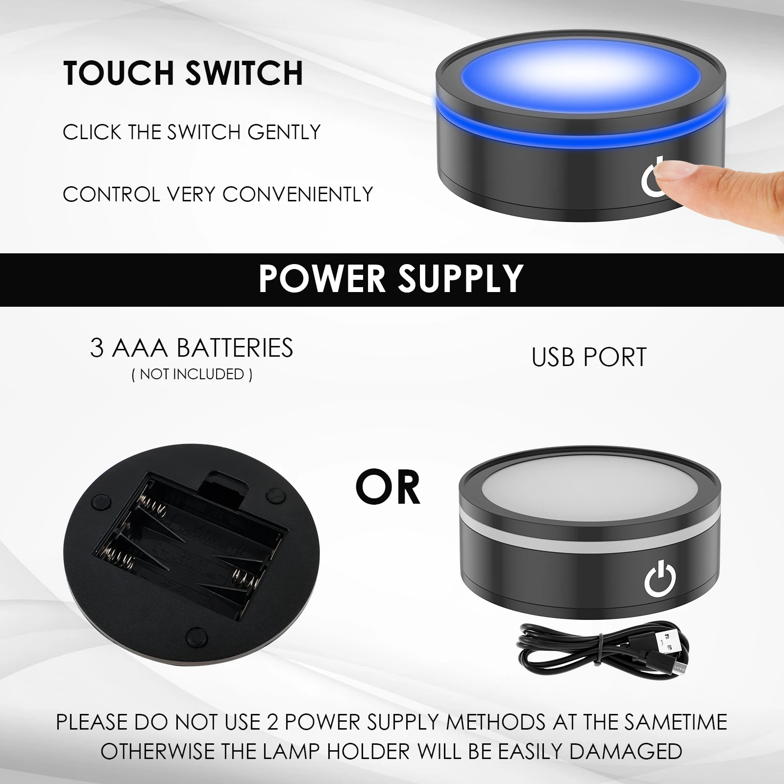 Led Light Base Touch Control Licht Display Base 6 Verlichtingsmodi Led Display Base 2 Power Supply Modi Led Lamp Base Flat Led